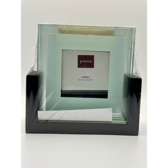 Swing Other - Glass Photo Frame Coasters - Set Of 4 NEW IN BOX 4" Gift Home Decor Quiet Lux